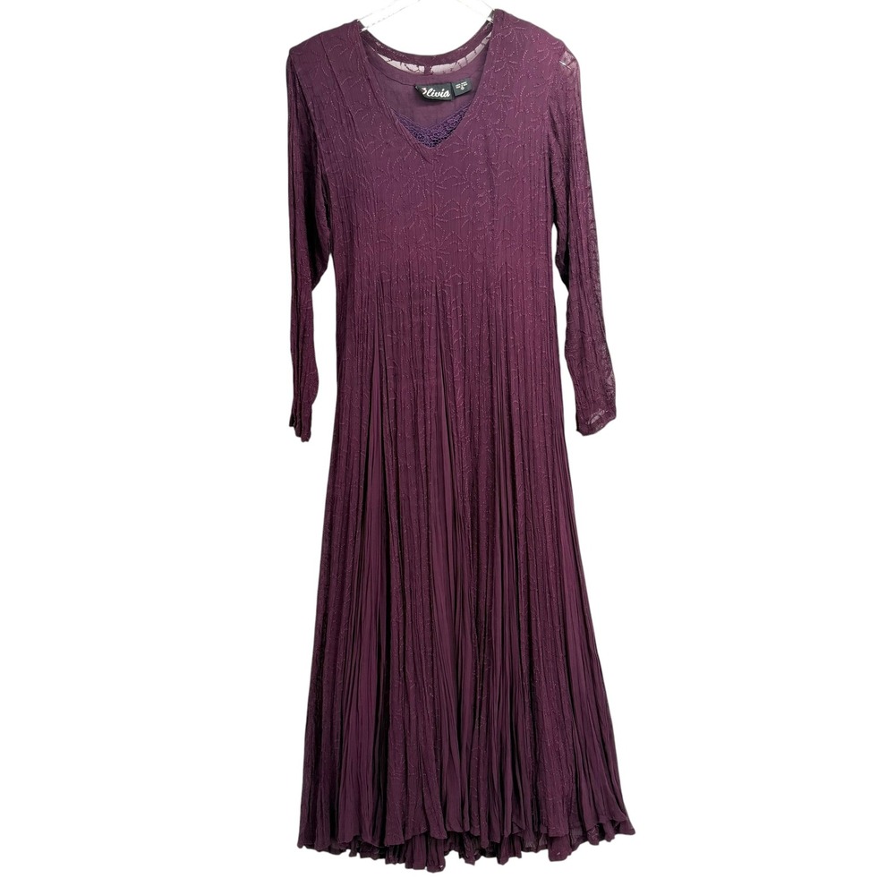 Vintage Crinkle Embroidered Maxi Dress Size S Whimsigoth Witchy Long Sleeve